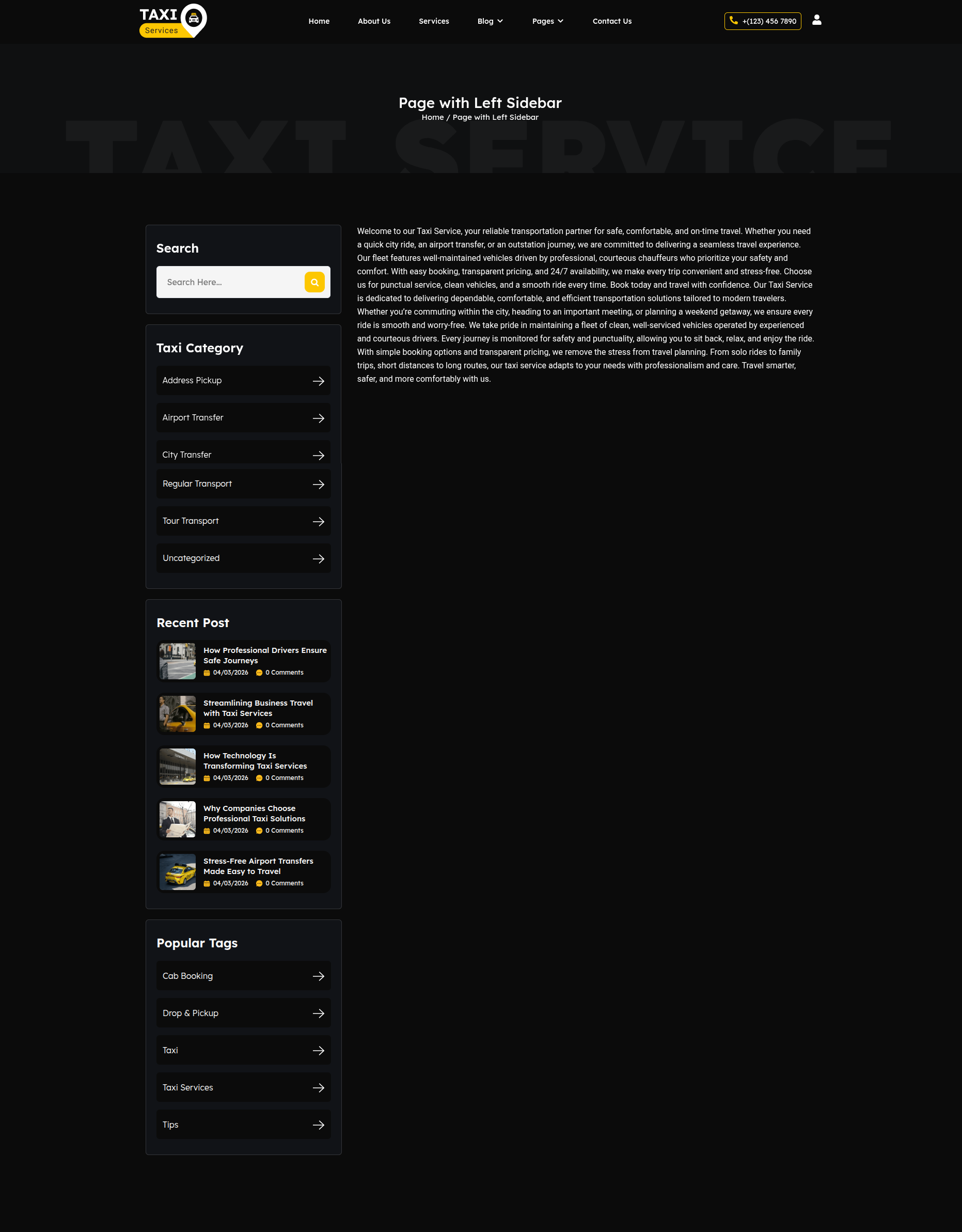 Page with Left Sidebar