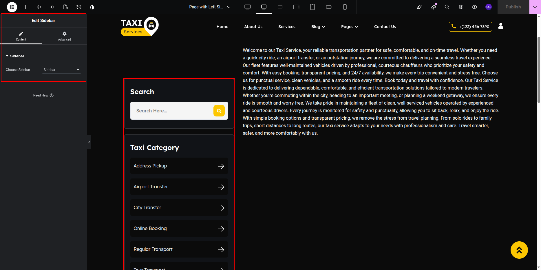 Page with Left Sidebar