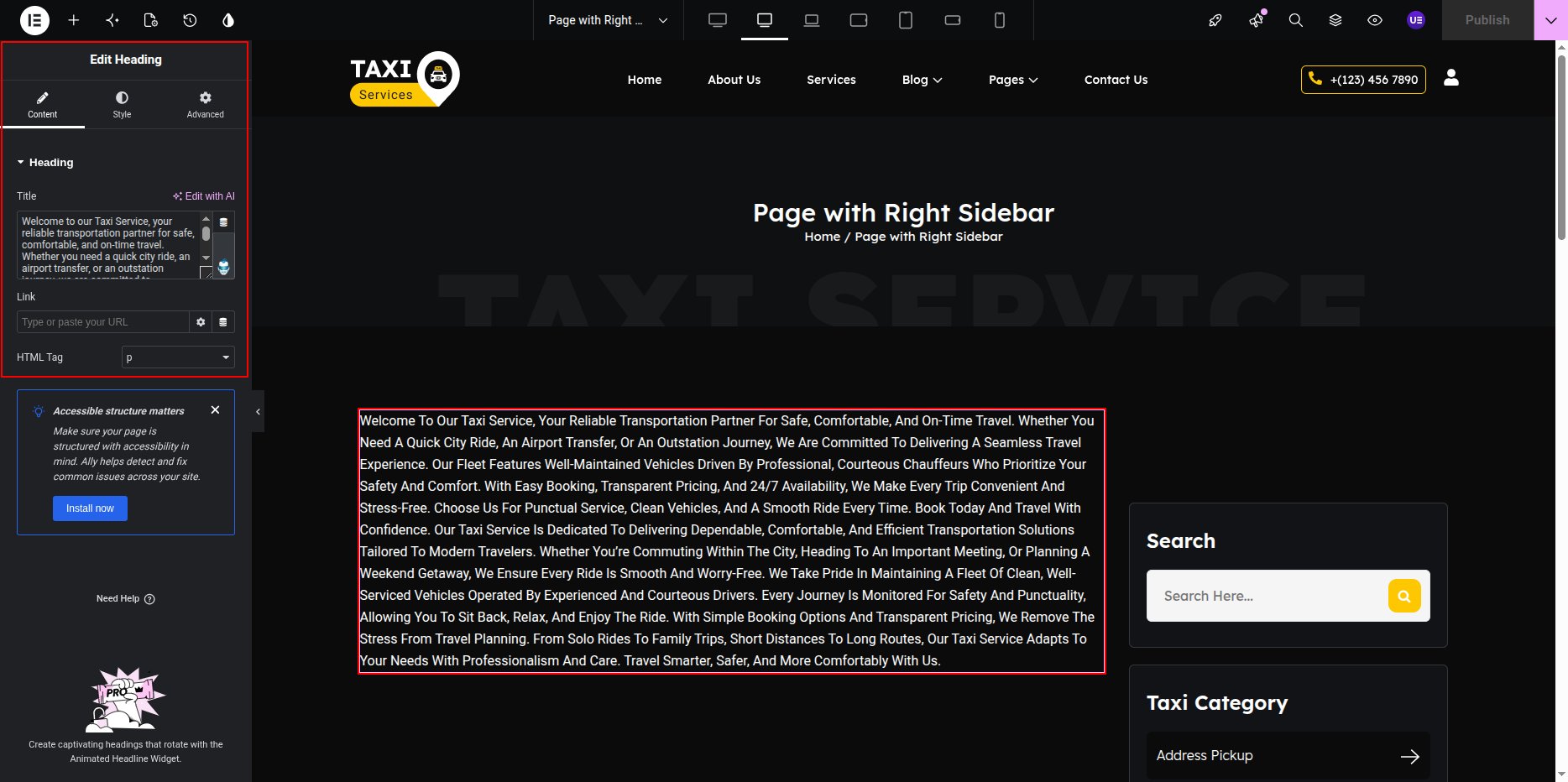 Page with Right Sidebar