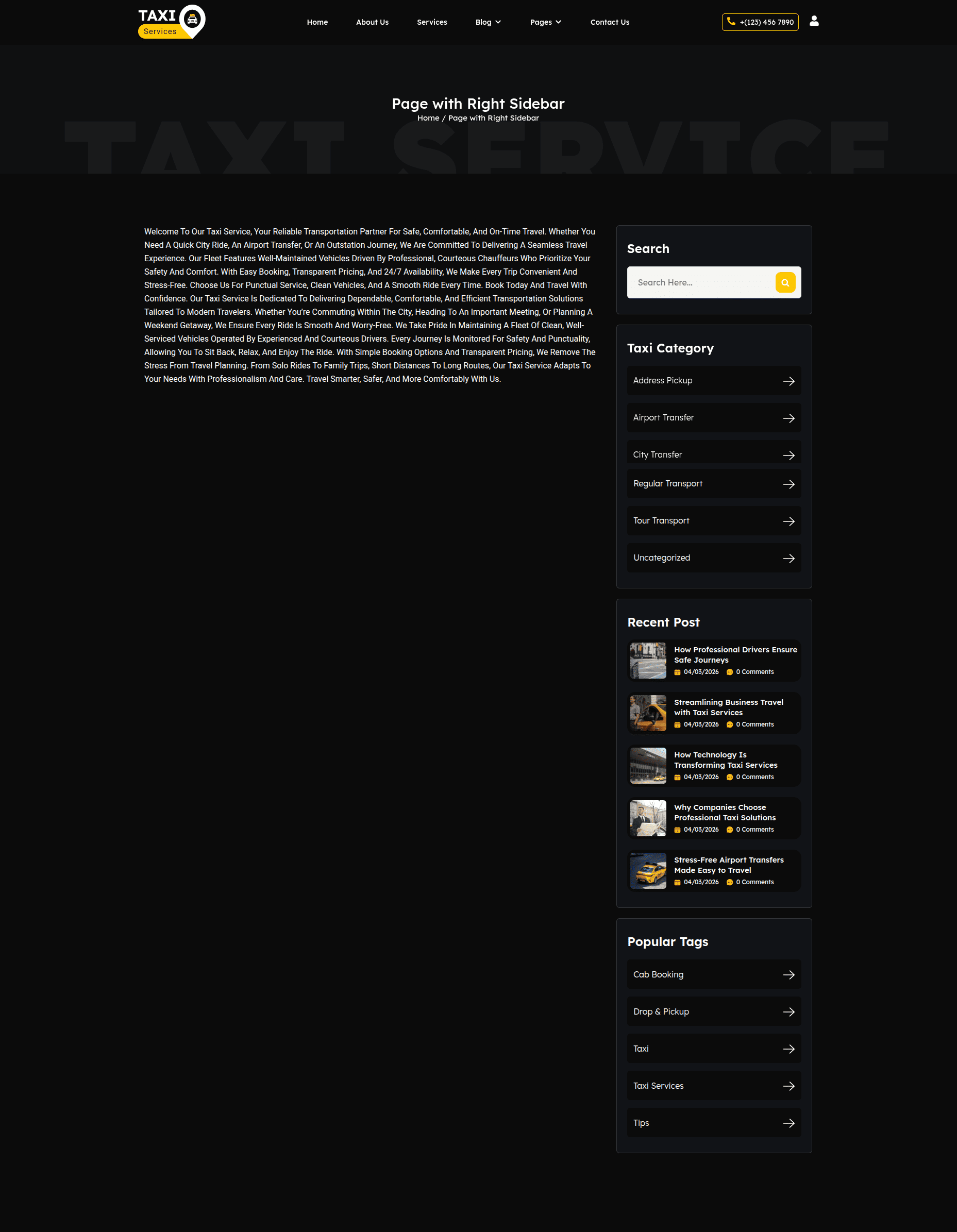 Page with Right Sidebar