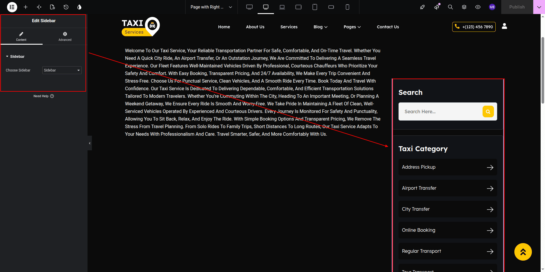 Page with Right Sidebar
