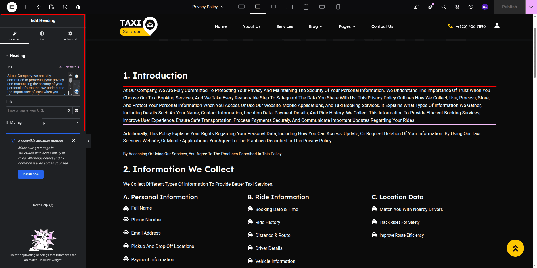 Privacy Policy Page Content