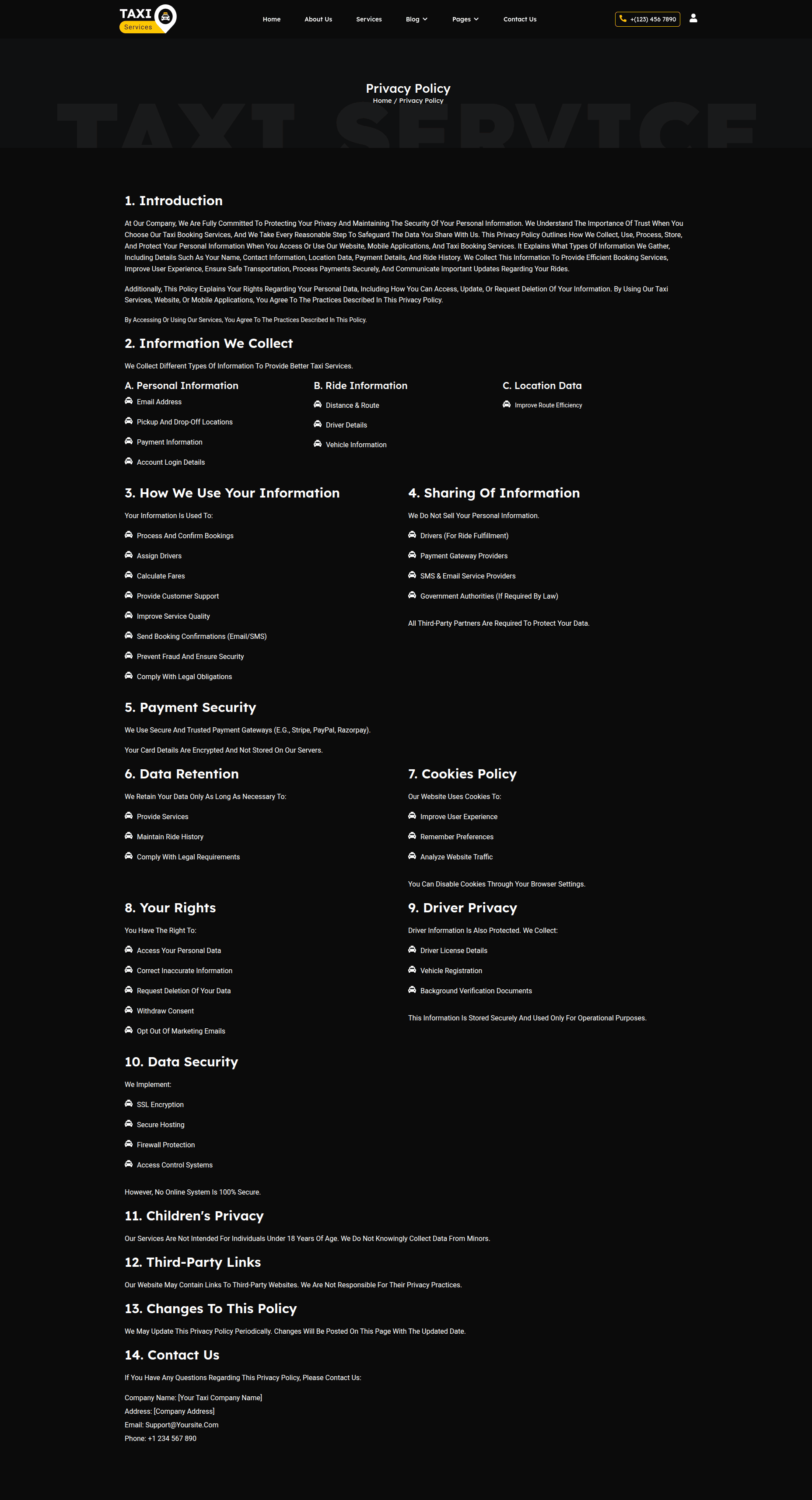 Privacy Policy Page Final View