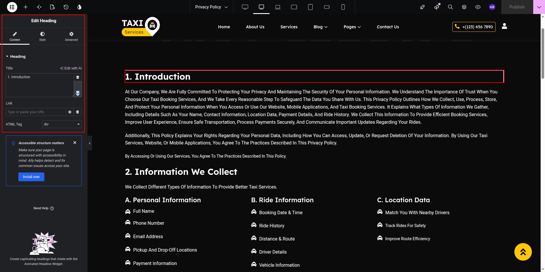 Privacy Policy Page Title