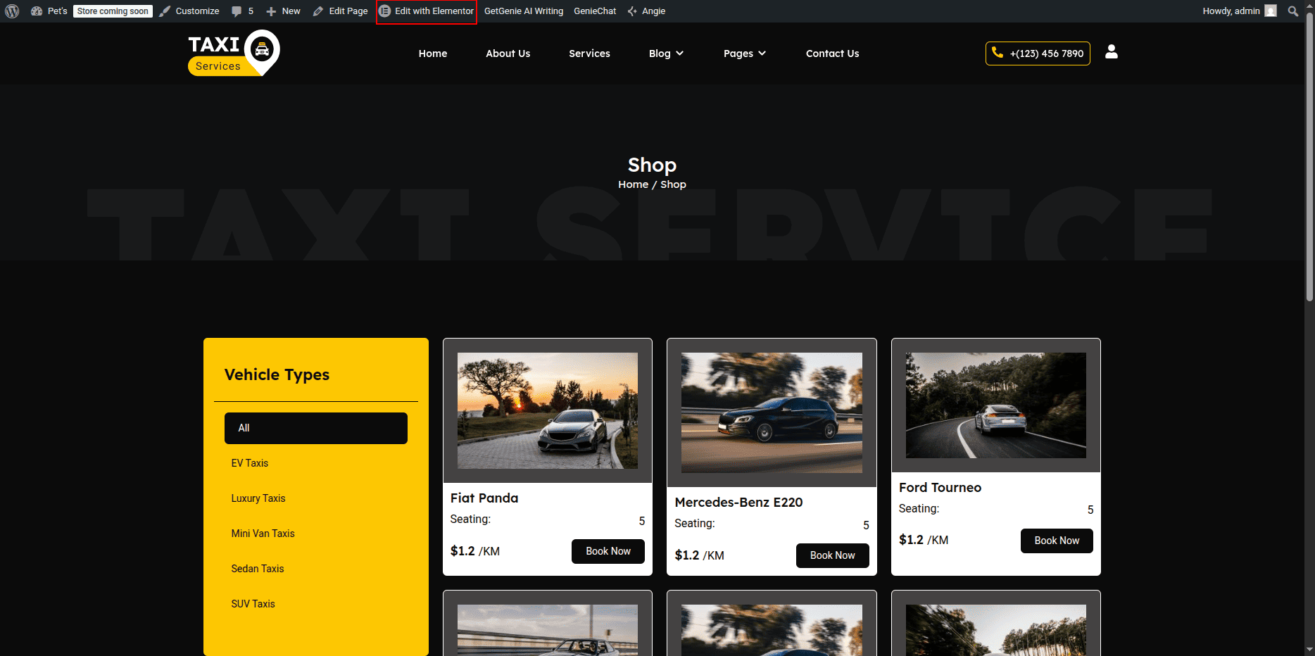 Shop Page Elementor Editor