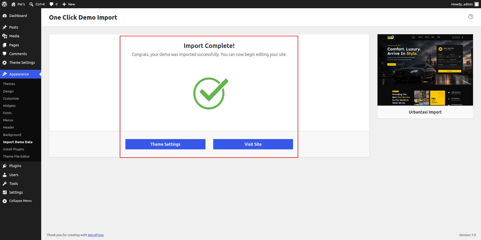 Demo Import Overview