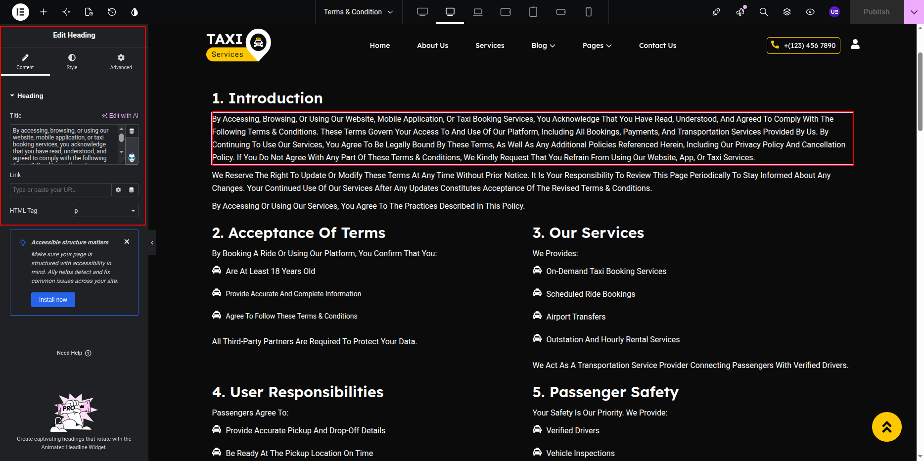 Terms & Conditions Page Content