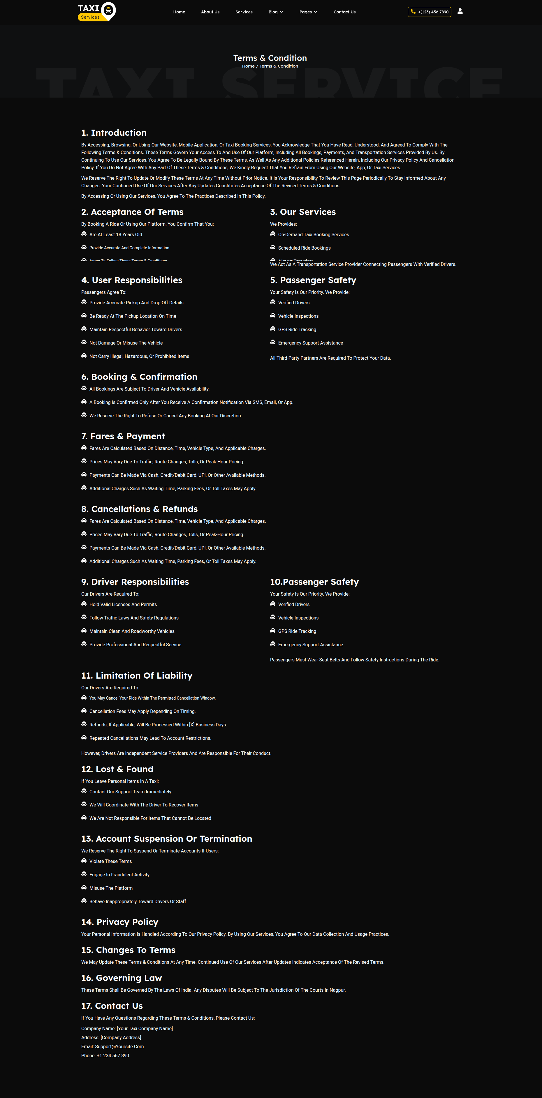 Terms & Conditions Page Final View